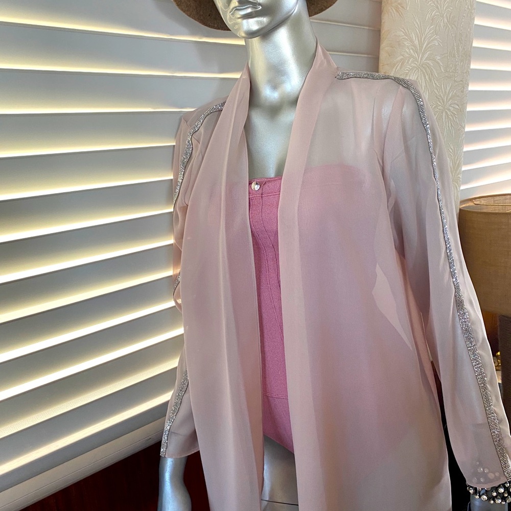 STUNNING Blush Sheer Jacket w/ crystals (M)
